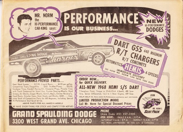 Vintage drag race and speed parts ads from the 1960s